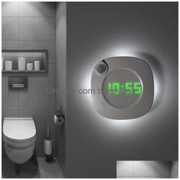 Desk Table Clocks Motion Sensor Led Light Night Wall Clock Bedroom Magnet Digital Home Decor Bathroom Electronic Watch Lamp Drop D Dhxhj