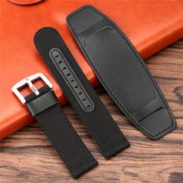 20 22 24MM Black Brown Green Nylon Leather Watch Strap Military Army Replacement Wrist Band Bracelet Spring Bars217k