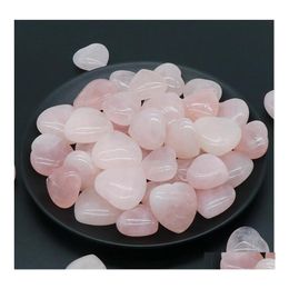 Stone Natural Heart 25Mm 30Mm Rose Quartz Yoga Meditation Energy Bead For Chakra Healing Decoration Drop Delivery Jewelry Dhraf