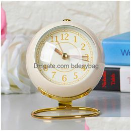 Desk Table Clocks Luxury Retro Alarm Clock Metal Bedside Bedroom Small Classic Dining Decoration Desertador Home Drop Delivery Gar Dh0Yp