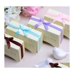 Herb Spice Tools Mini Wedding Favor Love Bird Salt And Pepper Shaker Set Party Gift With Package Box Drop Delivery Home Garden Kit Otyjw