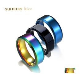 Band Rings Fashion 8Mm Rainbow Ring For Men Women Titanium Steel Wedding Fit Size 513 Jewellery Gifts Drop Delivery Otrkx