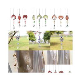 Pendants Moon Ring Rainbow Crystal Suncatcher Hanging Prism Ornament Pendant Home Garden Car Decor Wind Chime Drop Delivery Arts Craf Dhbsf