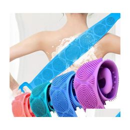 Bath Brushes Sponges Scrubbers Sponge Sile Scrub Back Peeling Mas Shower Extension Skin Cleansing Brush Inventory Wholesale Drop Dhwk8