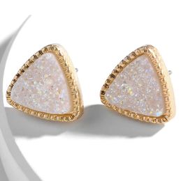 Stud Druzy Drusy Earrings Gold Plated Triangle Geometry Stone Earings Christmas Gift Drop Delivery Jewellery Dhkit