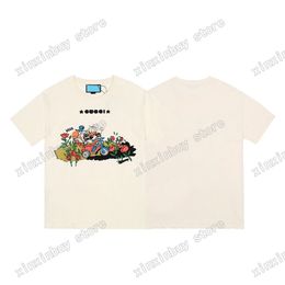 xinxinbuy Men designer Tee t shirt Paris letters Duck embroidery short sleeve cotton women Apricot black XS-2XL