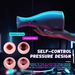 Masturbator Sex Toy Male Pocket Pussy - 7 Vibration Modes and Airbag Squeezing Automatic Masturbation Vibrator with Realistic Vagina Blow Job DJ5G