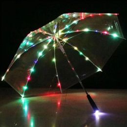 Creative personality fashion umbrella LED luminous transparent umbrella outdoor shooting stage performance props LK410