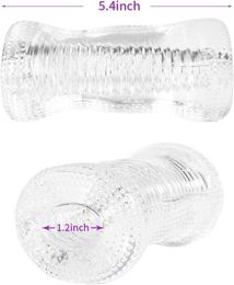 Masturbator Sex Toy Male Cup Adult Toys for Men Portable and Reusable Pocket Pussy Stroker with Vagina Textured Blowjob Transparent TPE Penis 59VO