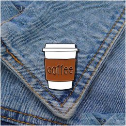 Pins Brooches Coffee Cup Shaped For Boys Girls Cartoon Cute Ins Iapanese Creative Enamel Lapel Pins Funny Clothes Alloy Badges Deni Dhyod