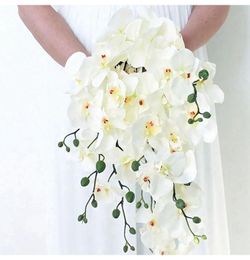 Artificial Silk White Orchid Flowers High Quality Butterfly Moth Phalaenopsis Fake Flower for Wedding Home Festival Decoration12