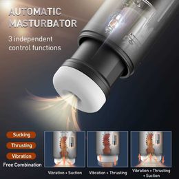 Masturbator Sex Toy Automatic Male s Cup with 4 Suction Thrusting and 10 Vibrations for Penis Stimulation Electric Pocket Pussy OJHL