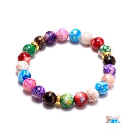 Beaded Strands Charm 7Mm Seven Chakras Colorf Natural Stone Star Planet Men And Women Bracelet For Lovers Gifts Elastic Drop Delive Otiuh