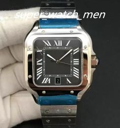 New Square Watches 40mm Geneva Genuine Stainless Steel Mechanical Watches Case Bracelet Fashion Mens Watches Male Wristwatch Black white blue dial 4 Colour .