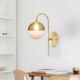 Wall Lamp Art Retro Light Modern Copper Bathroom Mirror Creativity Bedroom Bedside Glass Ball Led For Home