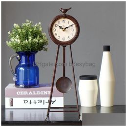 Desk Table Clocks American Creative Clock Vintage Living Room Silent Luxury Digital Office Relogio De Mesa Home Decoration 50 Drop Dhmvb