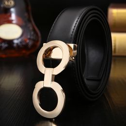 Cintur￣o de couro genu￭no Homens de cintura de luxo de luxo de dupla face Dupla Cintura Gold Silver Black Plated Letter Metal Buckle Multi Size Belts For Women Designer Belt Belt