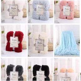 Blankets Plush Blanket Super Soft Long Shaggy Fuzzy Pv Faux Fur Warm Elegant Cosy Throw Sofas Bedding 80X120Cm Drop Delivery Home Ga Dhl9F