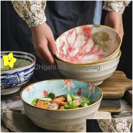 Bowls Japanese Ceramic Bowl Soup Instant Noodles Large Ramen Household Single Tableware Drop Delivery Home Garden Kitchen Dining Bar Dhbzd