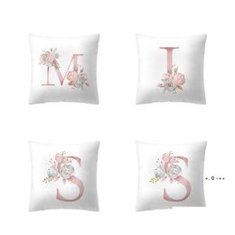 Cushion/Decorative Pillow Pink Letter Decorative Cushion Er Wedding Party Decoration Peach Skin Sofa Pillowcase Rra10548 Drop Delive Otv81