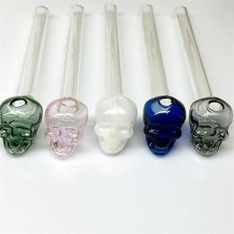 Pyrex glass oil burner pipe smoking accessories colorful clear color 4 inch transparent big tube nail tips bong skull