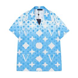 Men's Casual Shirts Designer Luxury Mens Fashion Geometric classic print black bowling shirt Hawaii Floral Men Slim Fit Short Sleeve