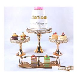 Other Bakeware Gold 39Pcs Electroplate Wedding Cake Stand Set Dessert Birthday Party Cupcake Plate Rack Drop Delivery Home Garden Ki Ot8Li