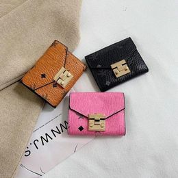 Stylish women's purse with latch card position short vintage multi-card bag with soft wallet and change clip