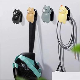 Other Household Sundries Nordic 1Pcs Animal Car Accessories Mask Bag Hook Resin Holder Punching Wall Decorative Hanger Behinddoor Ke Dh5X2