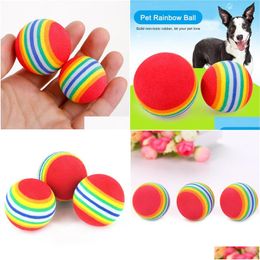 Dog Toys Chews 2Pcs Pet Toy Balls Safety Mini Cute Rainbow Ball For Cat Interactive Chewing Rattle Scratch Training Supplies Drop Dhtji