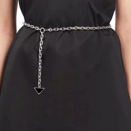 Womens Designer Waist Chain Belts Luxury Brand Laides Dress Accessories Waistband Women Belt Classic Triangle Silver Fashion Necklace 12176