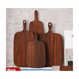 Chopping Blocks Hangable Black Walnut Cutting Board Durable Wooden Chop Fruit Pizza Sushi Bbq Tray Solid Unpainted Nonslip Kitchen D Otahg