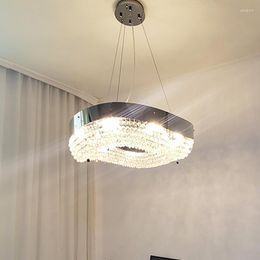 Chandeliers E14 Modern Chrome K9 Crystal Chandelier Silver Hanging Light Luxury Model Suspension Luminaire Lampen For Home Living Room