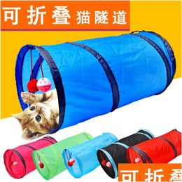 Cat Toys Twochannel Tunnel Ringing Paper Toy Pet Supplies Amazon Explosion Model Foldable Drop Delivery Home Garden Dhlja