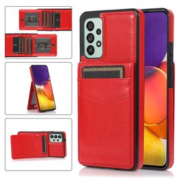 PU Leather Flip Wallet Cases Business Card Slots Stand Holder Multifunction Shockproof Cover For Samsung S20 S21 FE S22 Plus Ultra A13 A33 A53 A73 A12 A32 A51 A71 A21S