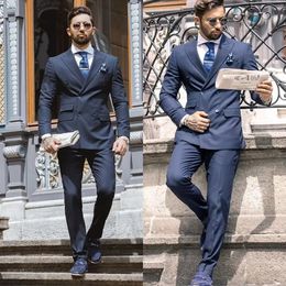 Mens Suits Wedding Tuxedos Handsome Two-Button Peaked Lapel Groom Suit Custom Made Slim Fit Two Pieces Best Man Suit Jacket Pants