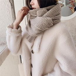 Scarves Scarf Women Autumn And Winter All-Match Pure Color Knitted Wool Japanese Warm Shawl