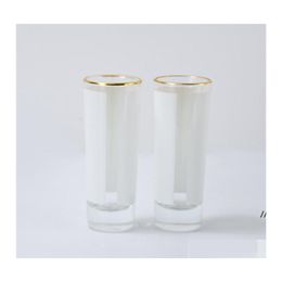Water Bottles 3Oz Sublimation S Glasses Tumbler White Golden Rim Wine Heat Transfer Printing Blank By Sea Drop Delivery Home Garden Otbv0
