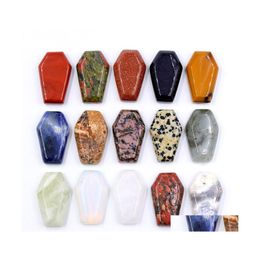 Stone 30X19Mm Natural Crystal Ornaments Carved Reiki Healing Quartz Mineral Tumbled Gemstones Hand Home Decor Drop Delivery Jewelry Dhven