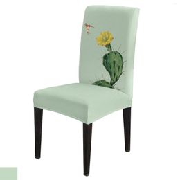 Chair Covers Cactus Yellow Flower Hummingbird Dining Cover 4/6/8PCS Spandex Elastic Slipcover Case For Wedding Home Room