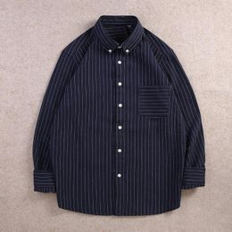 Men's Casual Shirts Classic Striped Shirt Men Spring And Autumn Fashion Long Sleeve Korean Stylish Social Black Business Loose