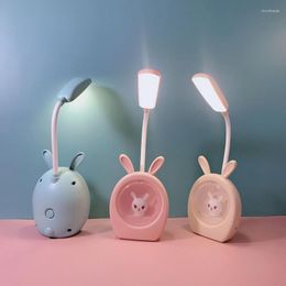 Table Lamps Desk Lamp For Kids Cartoon LED Charging Eye Protection Small Colour Changing & White Light Reading Office