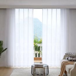 Curtain Customised White Tulle Curtains For Living Room Chiffon Solid Sheer Voile Kitchen 1PC Bedroom Window Home Decor