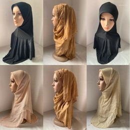 Ethnic Clothing Muslim Woman One Piece Solid Colour Headscarf Shawls Arab Women Instant Hijab Wraped Headwear Islamic Bottoming Turban Caps