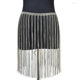 Belts Silver Gold Wide Rhinestone Fringe Waist Belt For Women Bling Metal Belly Chain Dance SHow Night Club Sexy Crystal Body Jewellery