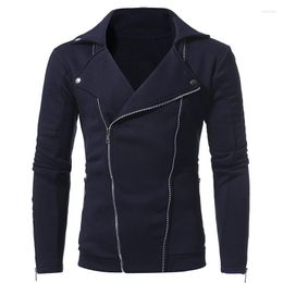 Men's Hoodies Sweatshirt Long Sleeve Turn Down Collar Solid Colour Double Diagonal Zipper Cardigan Jacket Coat Casual Slim Type Tops