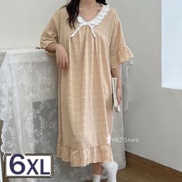 Women's Sleepwear Summer Womens Princess Bow Nightgown Dress Large Size Short Sleepshirt Vintage Girls Nightgowns Nightdress Pajamas 6XL