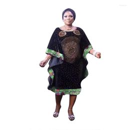 Ethnic Clothing 3Colors African Dashiki Dress Women Traditional Africa Bazin Riche With Scarf Fix Rhinestone Skirts