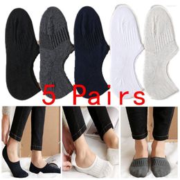 Men's Socks 5 Pairs Mens No Show Boat Casual Low Cut Non Slip High Quality WATHX0006