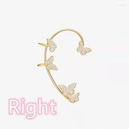 Backs Earrings 925 Silver Colour Butterfly Ear Clip Earring Climber With CZ Zircon Stone Left Right Gold Plated For Women Party Jewellery